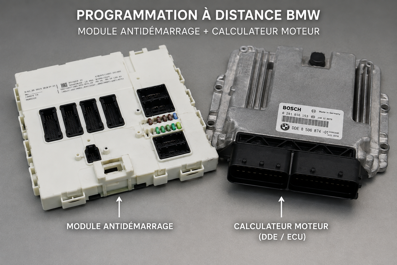 Module antidémarrage et calculateur moteur BMW pour programmation de clé à distance